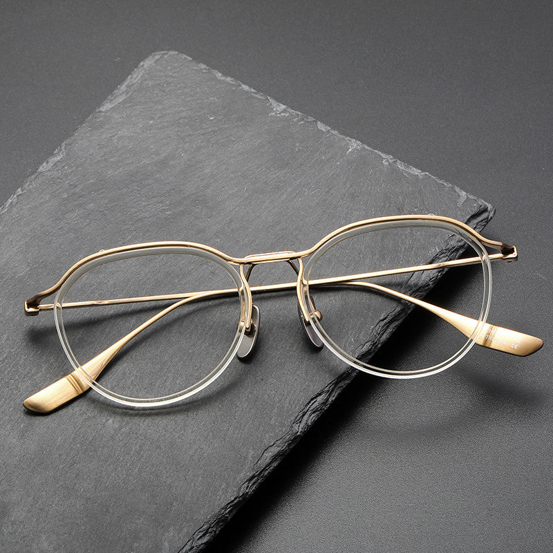 Irregular browline pure titanium eyeglass frames