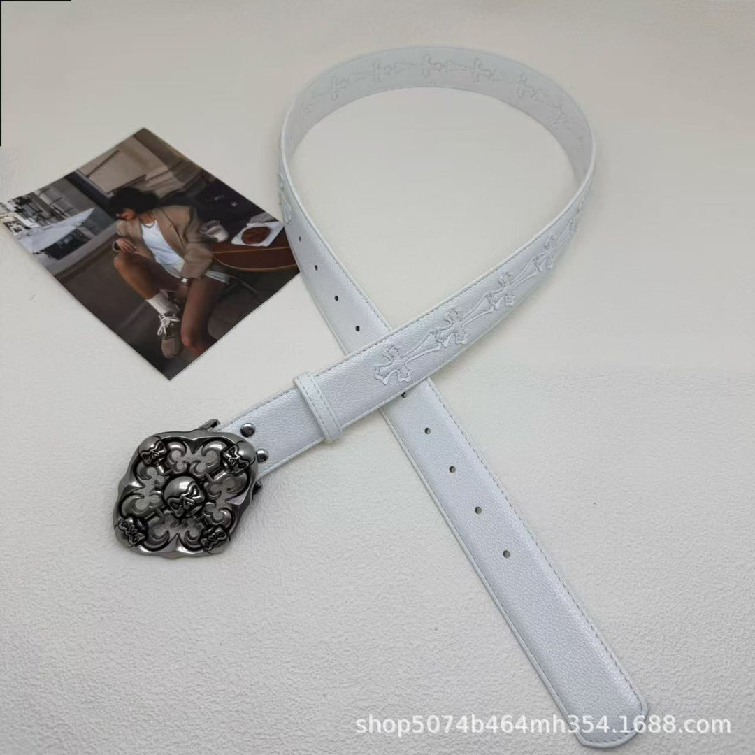 Chrome Hearts Cross-Motif Classic Leather Belt