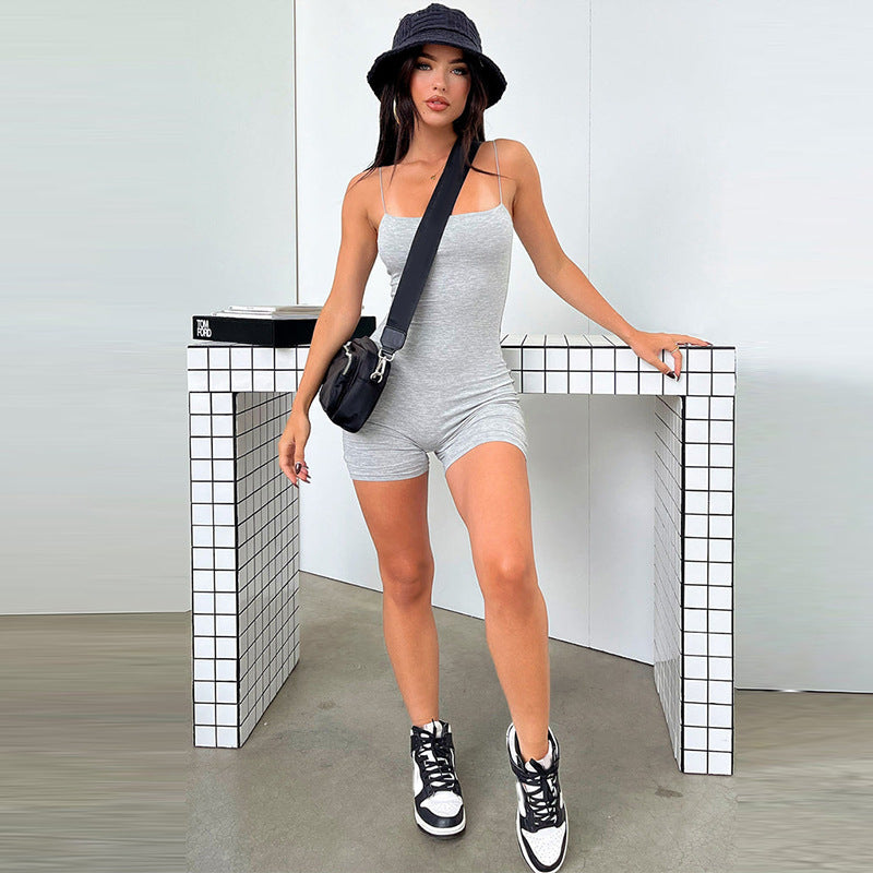 Solid Sleeveless Playsuit Club Streetwear