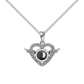 Customized Angel Projection Necklace with Diamonds