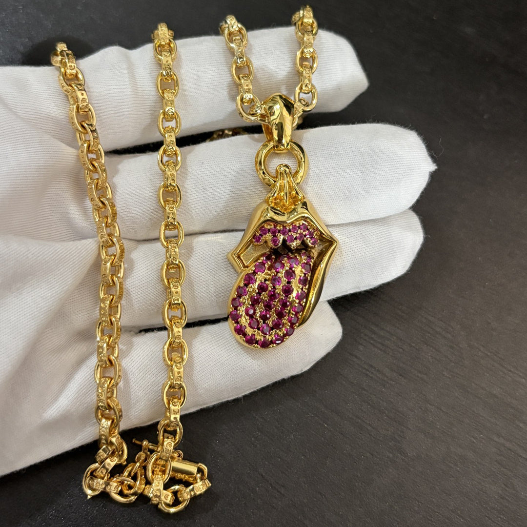 Chrome Hearts Golden Diamond Tongue Pendant