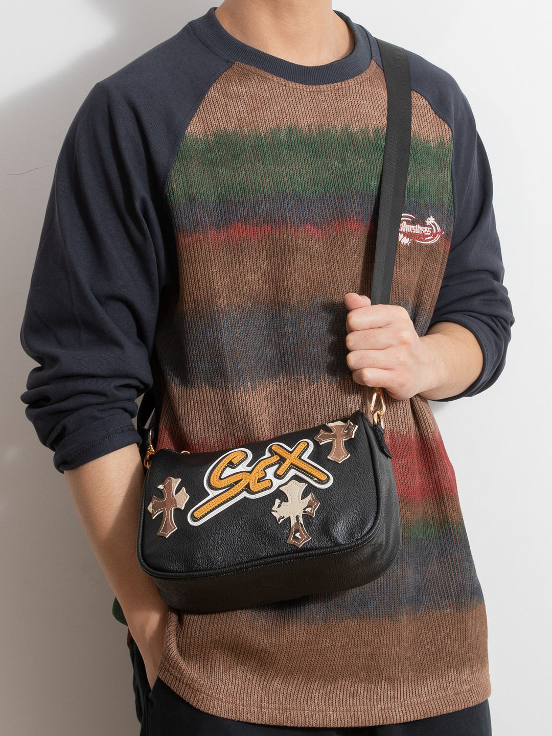 Chrome Hearts cross camouflage PU leather crossbody bag