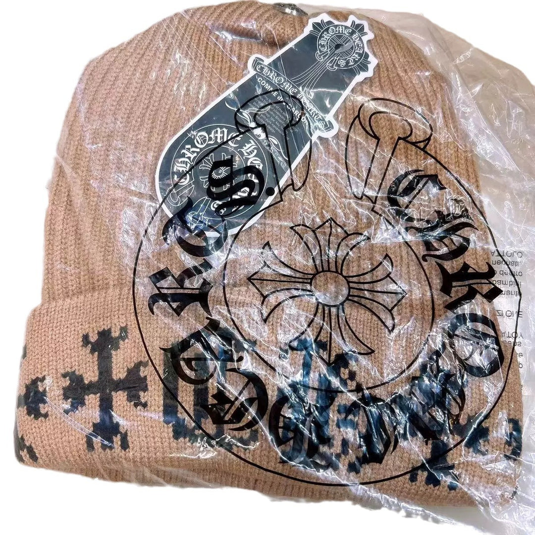 Chrome Hearts warm knit beanie for round faces