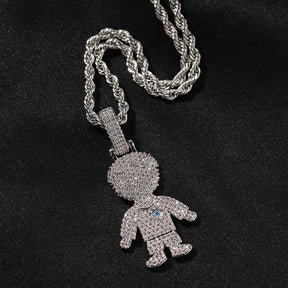 Cartoon Diamond Couple Pendant Necklace