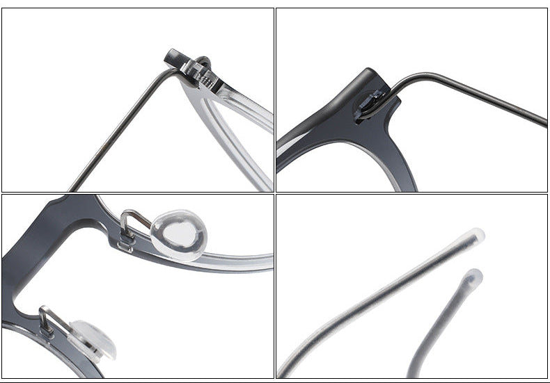 Screwless nylon frame, titanium temples oval eyeglasses