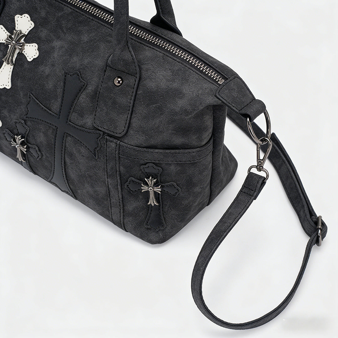 Chrome Hearts Black and White Patchwork Travel Bag