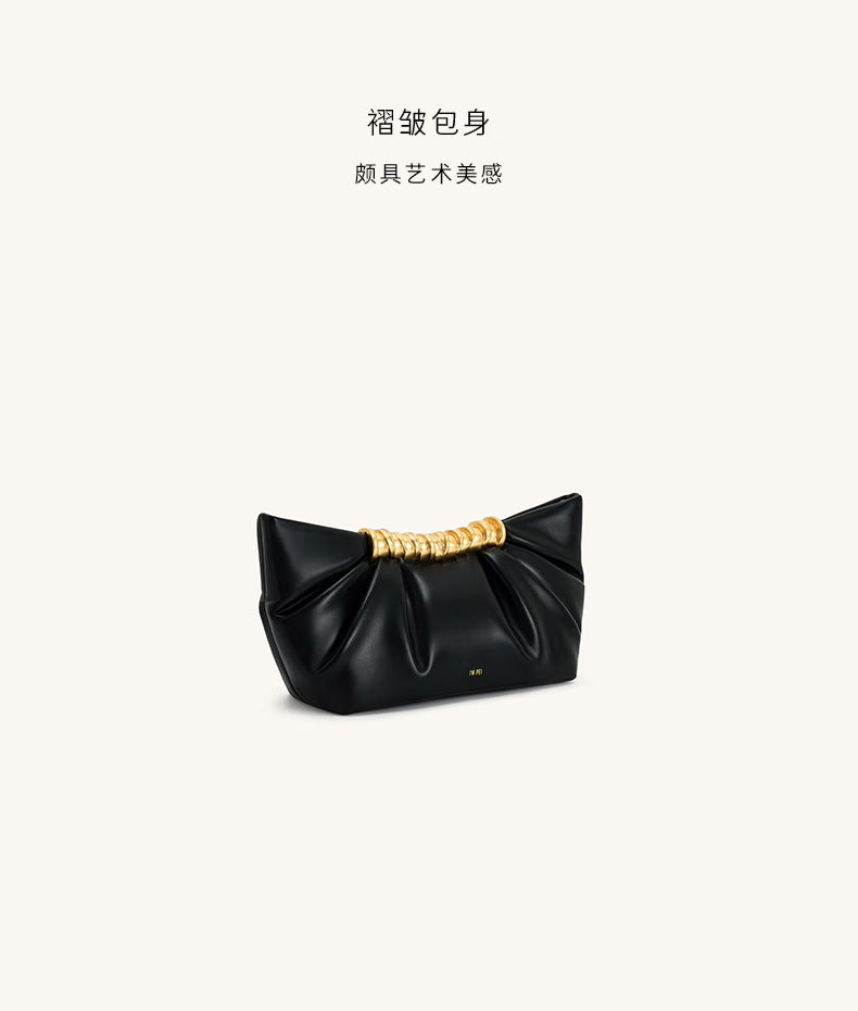 Ruched Clutch with Metal Clasp