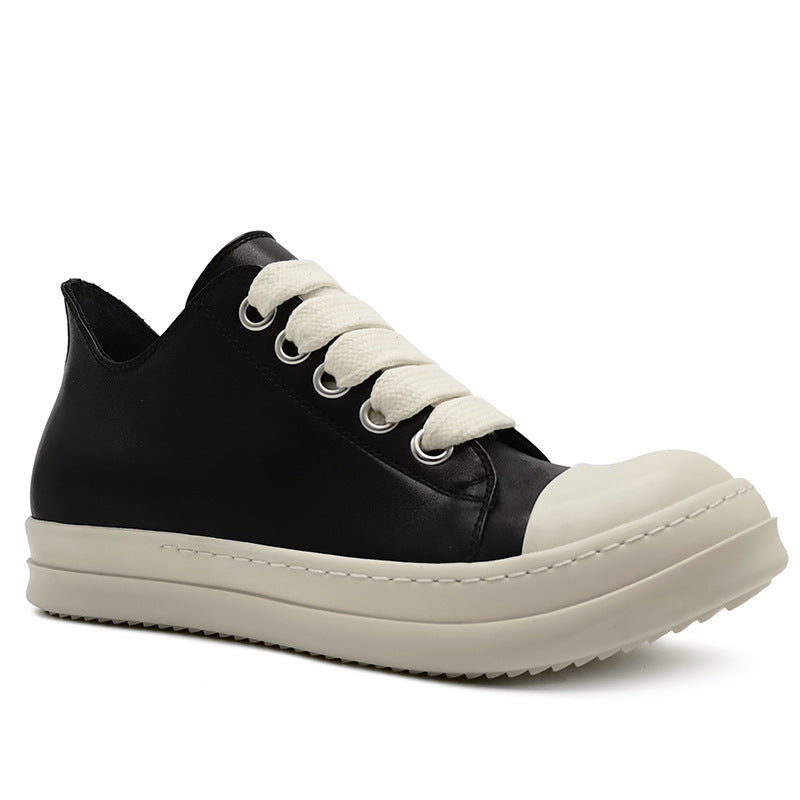 Genuine Leather Low-Top Skate Shoes with Wide Laces