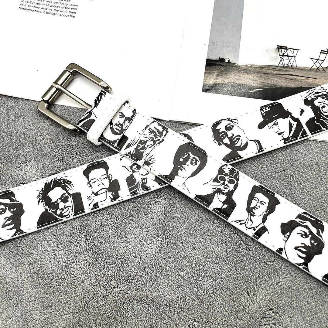 Retro ERD Portrait Hand-Painted Leather Belt