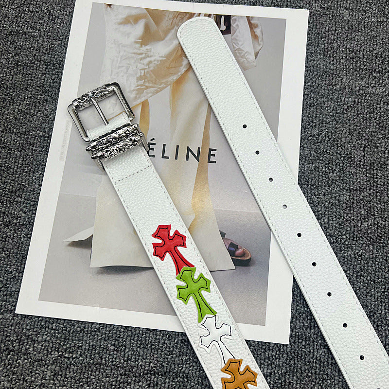 Chrome Hearts Leather pasted Roller type Hollow Vine Needle buckle Belt
