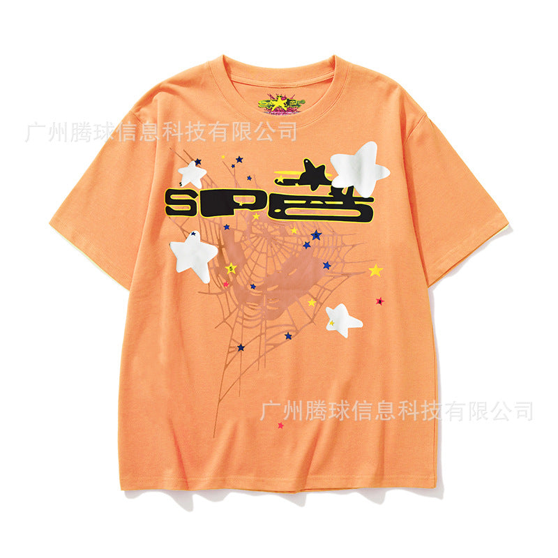 Sp5der short-sleeved foam letter T-shirt