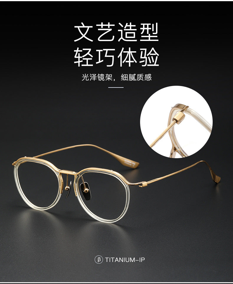 Irregular browline pure titanium eyeglass frames