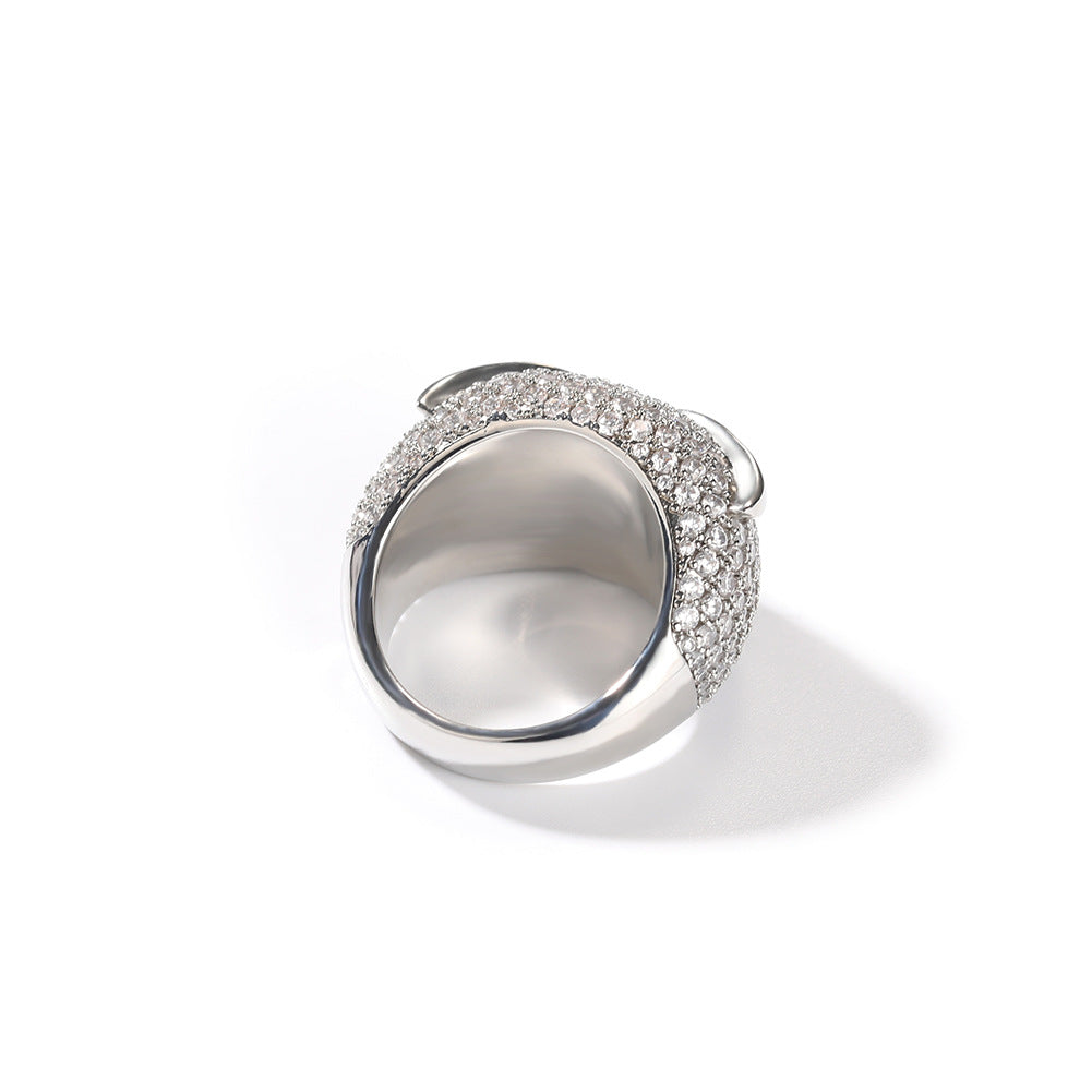 Hip-hop creative owl zircon-encrusted ring