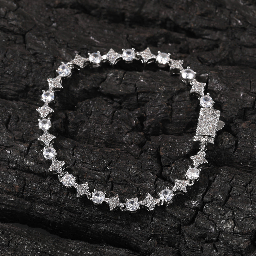 Star zircon tennis chain necklace