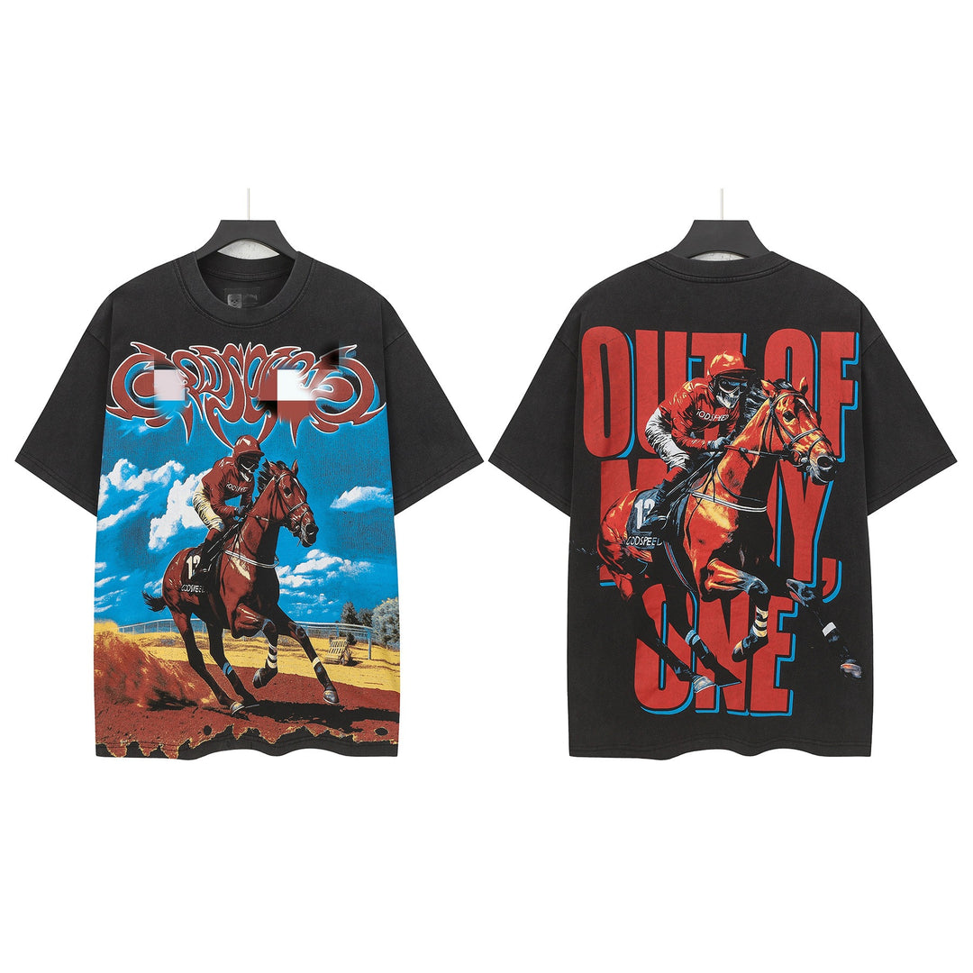 Skull Man rock band print hip-hop loose T-shirt