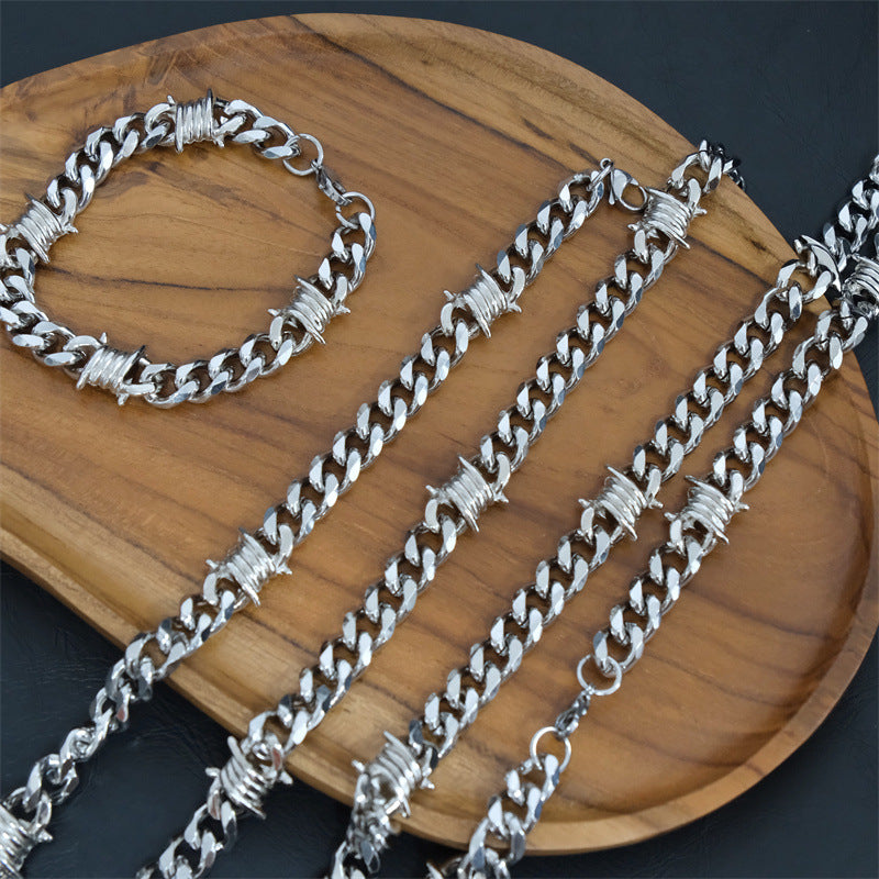 Hip Hop Thorn Cuban Chain Titanium Steel Necklace