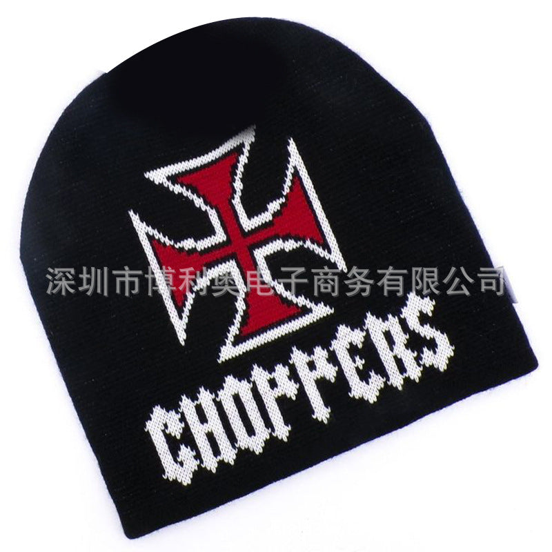 Choppers Cross-Pattern Outdoor Sports Warm Hip Hop Knit Hat