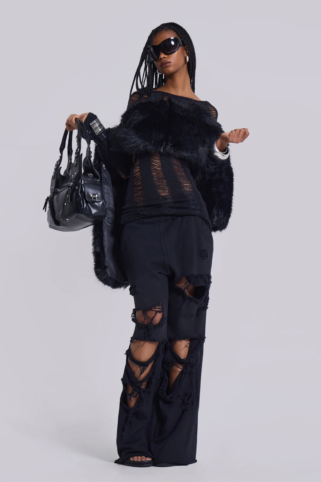 High-street trendy ripped hip-hop wide-leg sweatpants