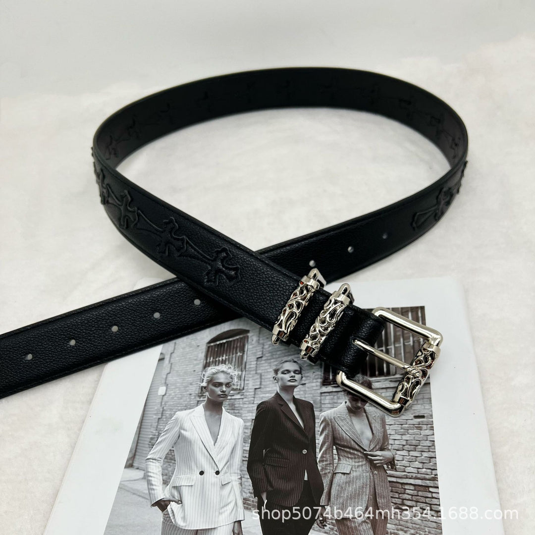 Chrome Hearts Litchi-Grain Colored Belt with Vine Motif