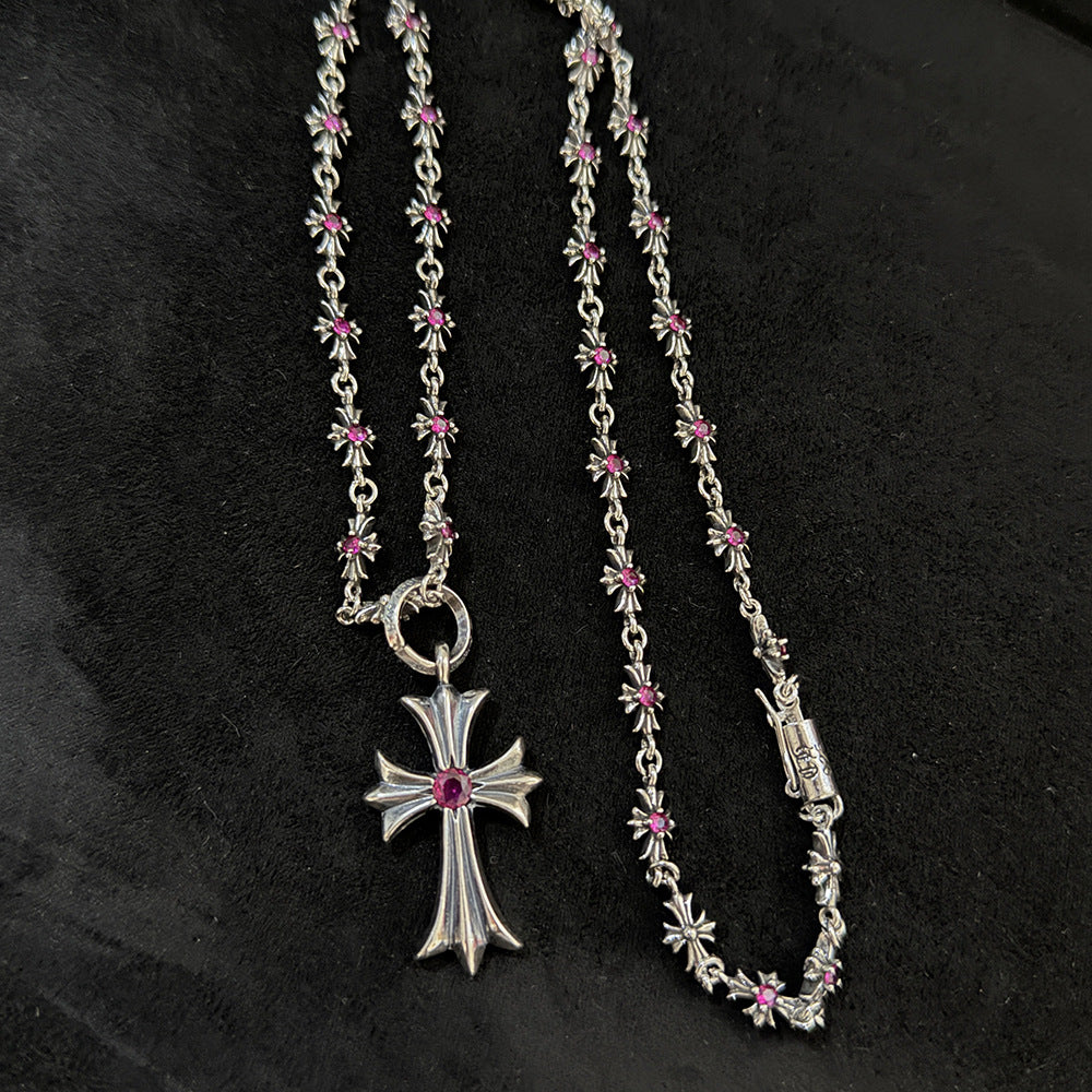 Chrome Hearts diamond-encrusted cross pendant necklace