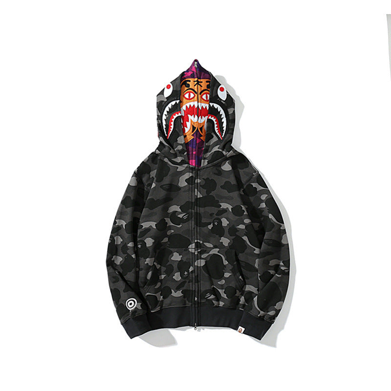 BAPE Shark camouflage hooded cardigan jacket