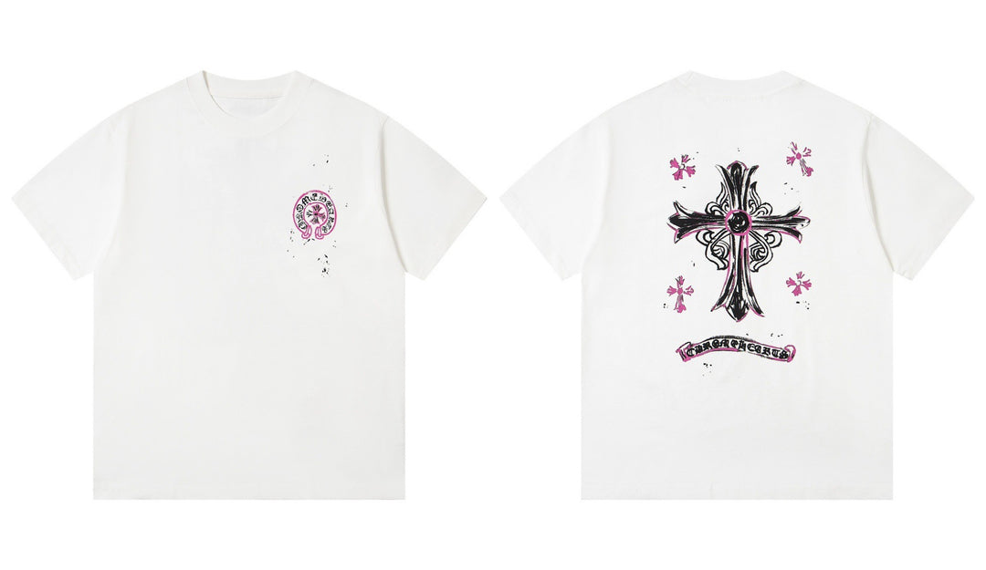 Chrome Hearts Summer Embroidery Print Cotton T-Shirt Short-Sleeve