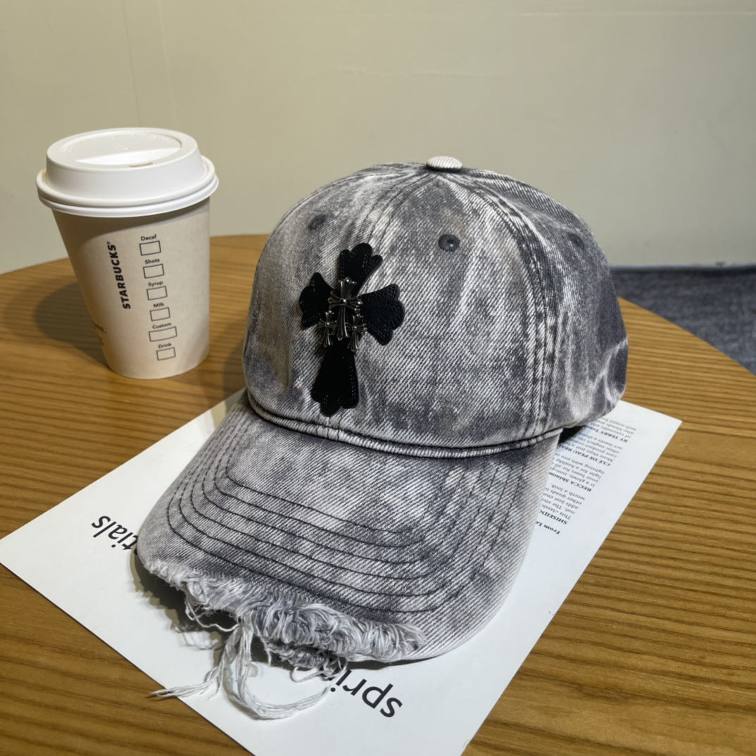 Chrome Hearts Ripped Denim Baseball Cap