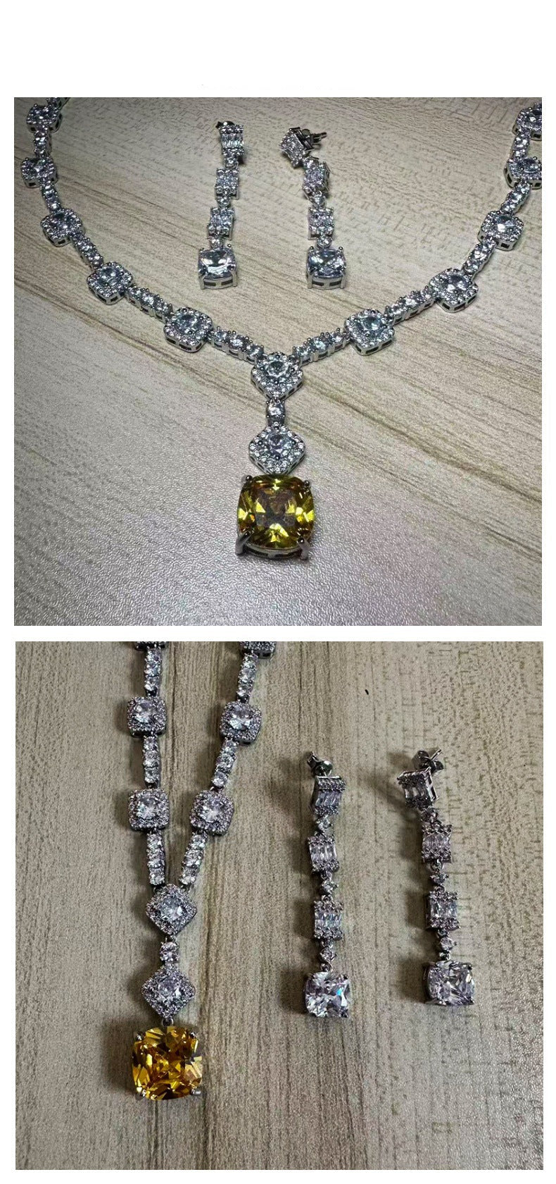 Copper-Set Zircon & Citrine Necklace and Earring Set