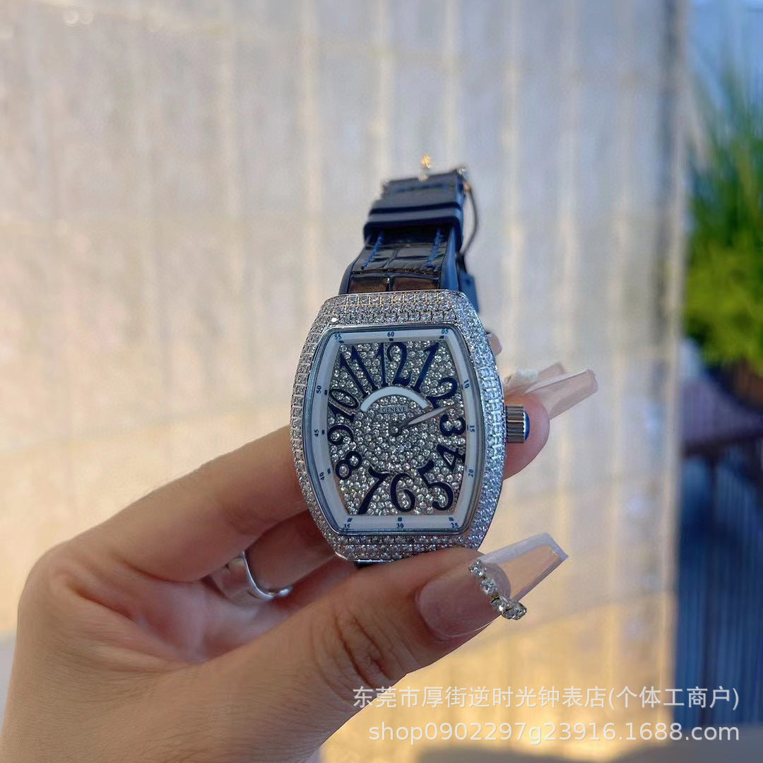 FM-Style Starry Sky Tonneau-Shaped Large-Dial Watch
