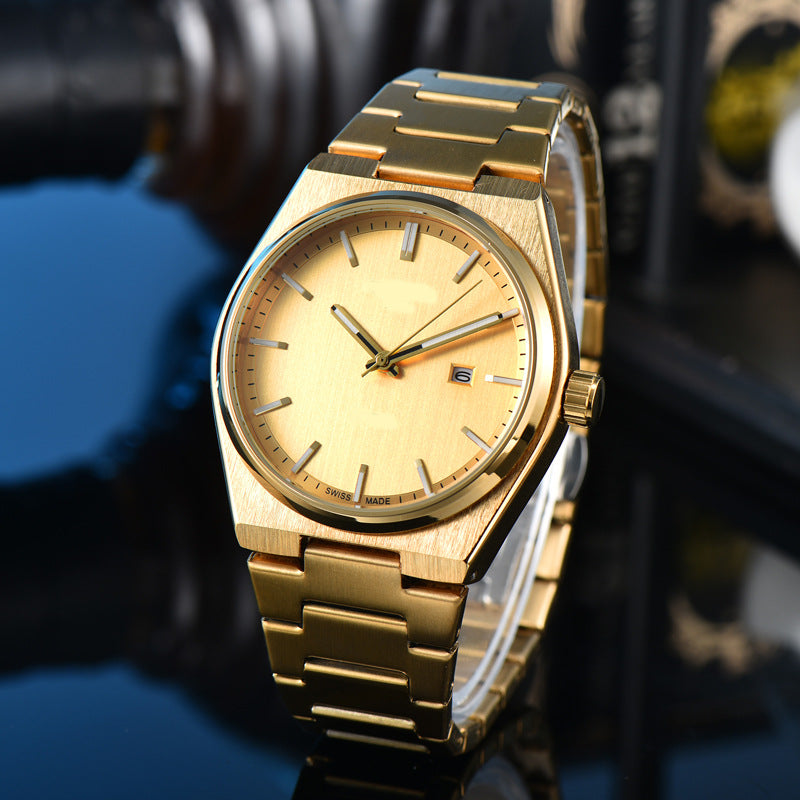 Classic Simple and Generous Solid Steel strap Watch