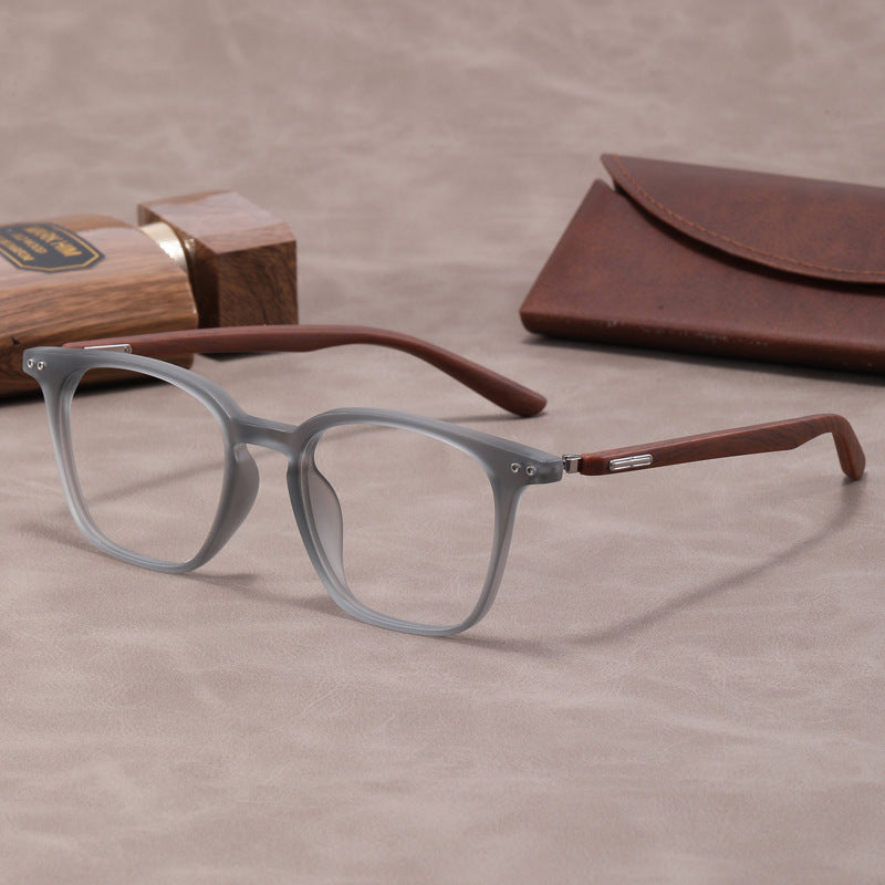 Lightweight, flexible wood grain temples eyeglass frames