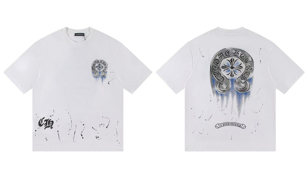 Chrome Hearts Summer Embroidery Print Cotton T-Shirt Short-Sleeve