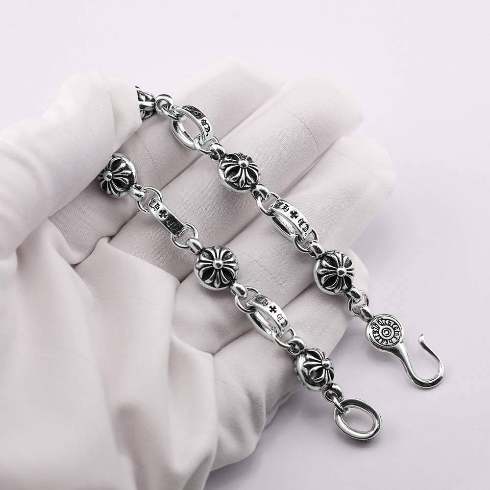 Chrome Hearts cross flower ball inlaid letter chain bracelet