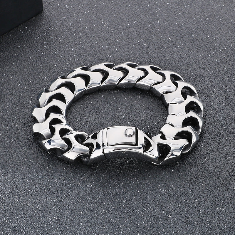 Bold punk dragon bone square snap buckle bracelet