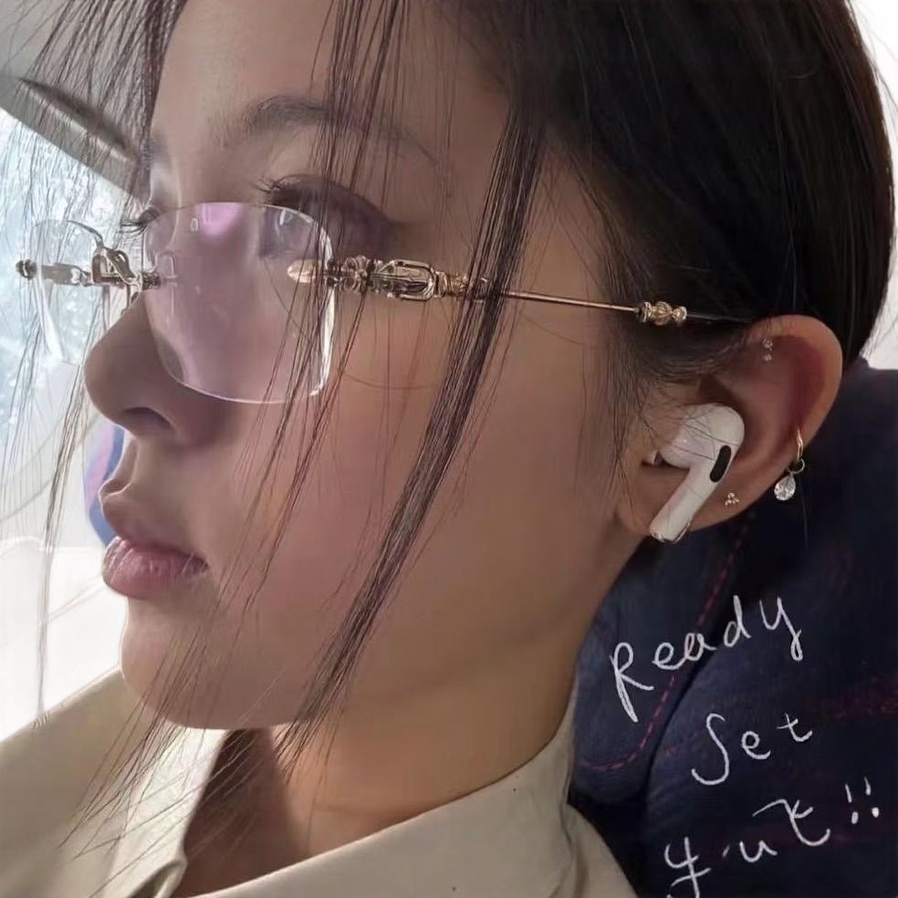 Chrome Hearts Rimless Eyeglass Frames with Cross Engraving