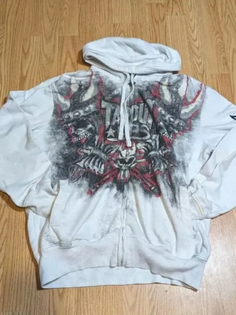 Y2K 90s Retro Graphic Skeleton Zipper Hoodie