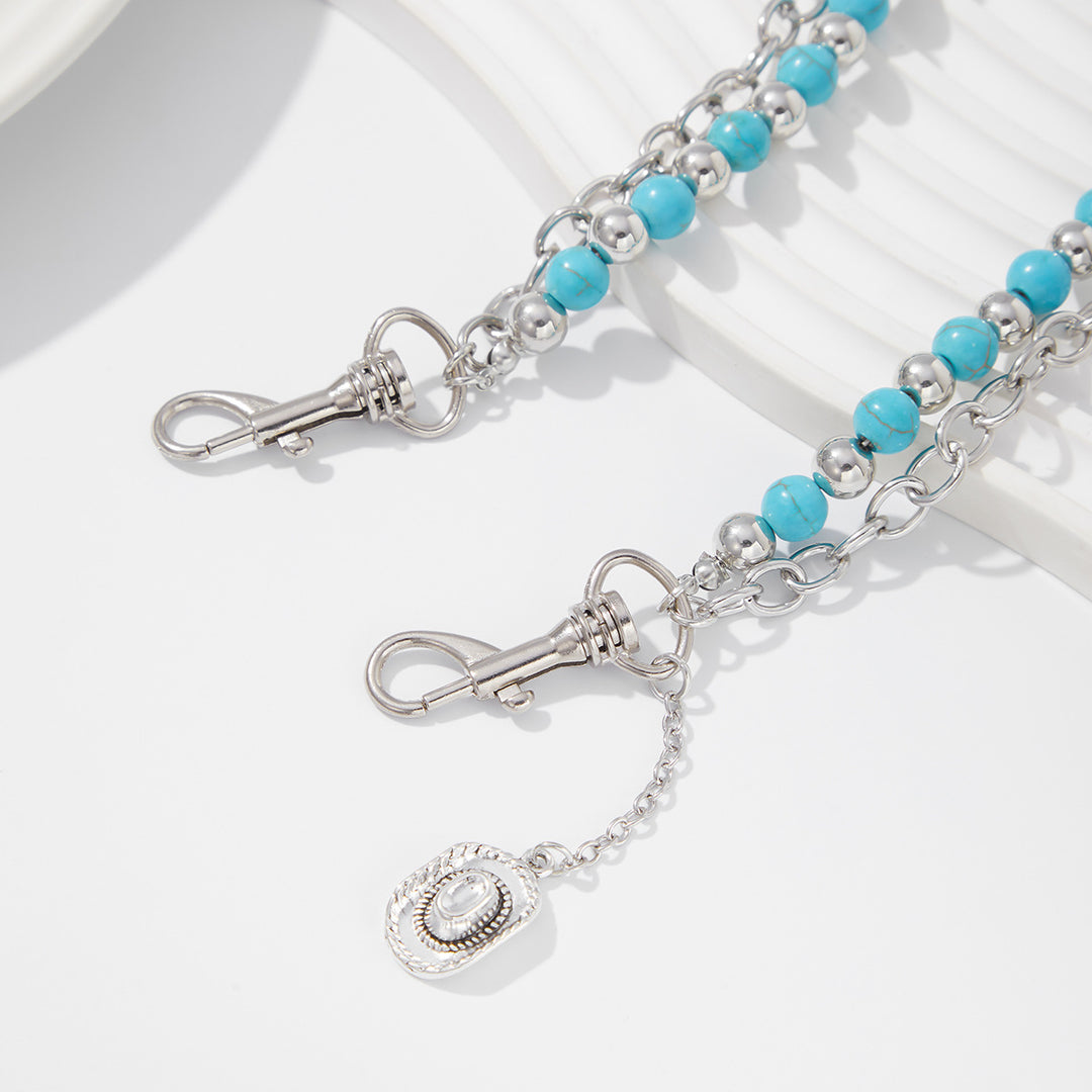 Turquoise Round-Bead Waist Chain