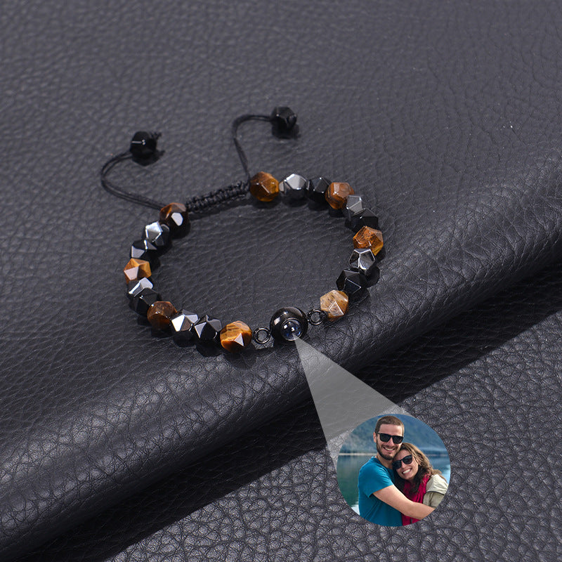 Obsidian Photo projection Customized Bracelet