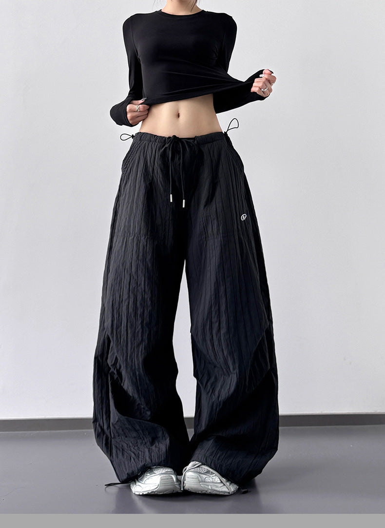 "Hot Girl" Style Quick-Drying, Textured, High-Waisted Cargo Pants
