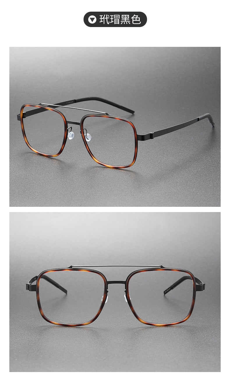 Double-bridge large square screwless welded eyeglass frame