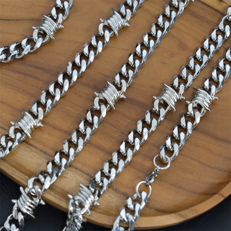 Hip Hop Thorn Cuban Chain Titanium Steel Necklace