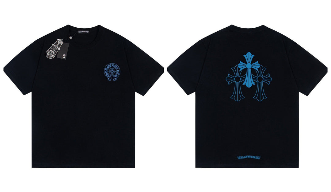 Chrome Hearts Summer Embroidery Print Cotton T-Shirt Short-Sleeve