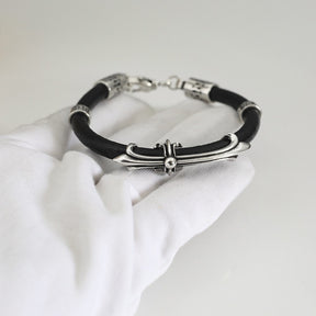 chrome hearts retro cross leather strap bracelet