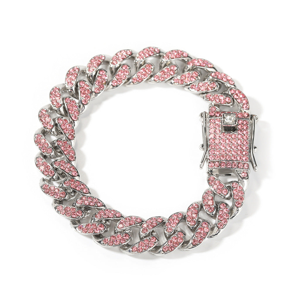 Pink diamond alloy heart geometric versatile bracelet