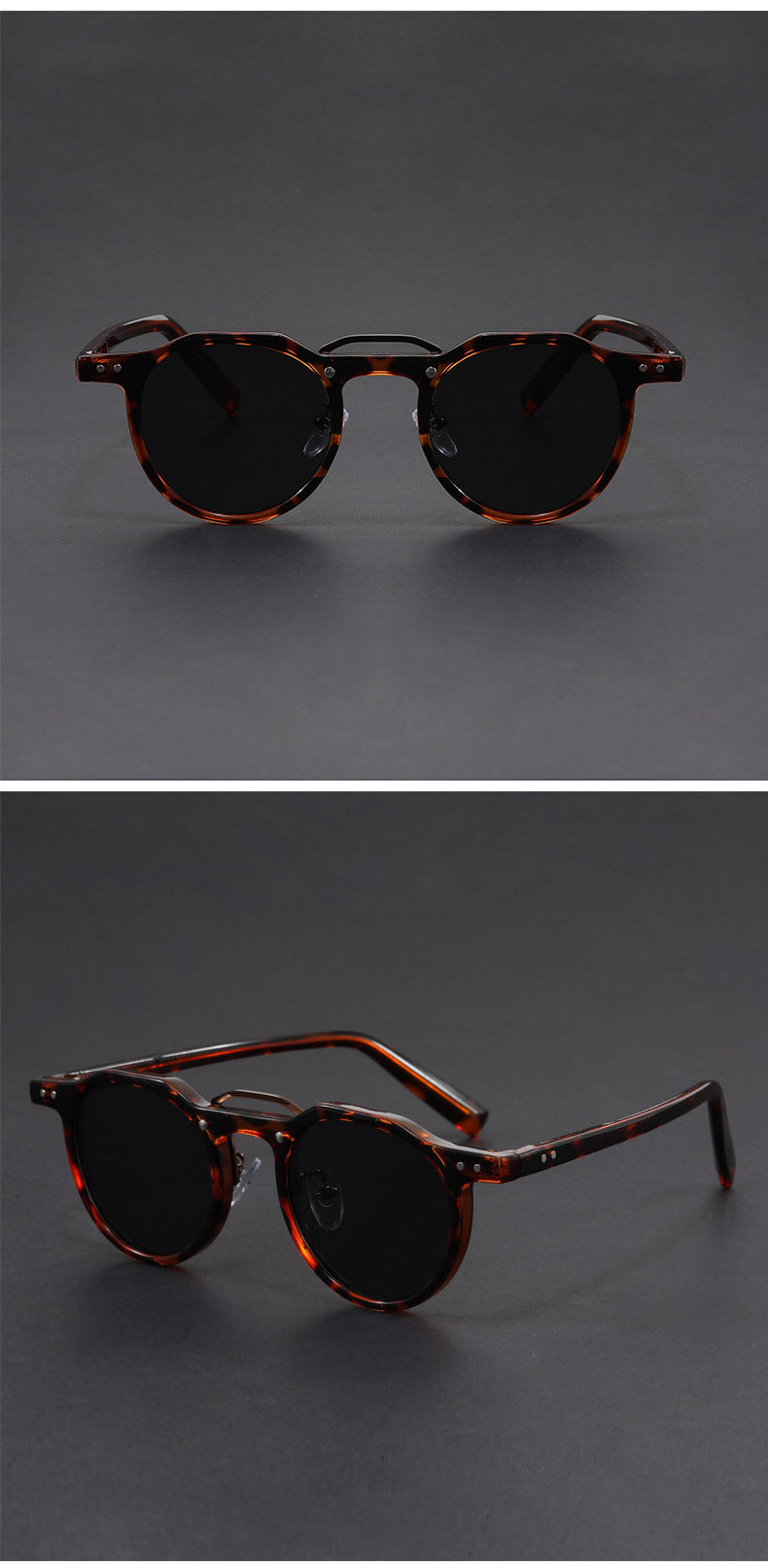 Punk small round frame faux acetate sunglasses