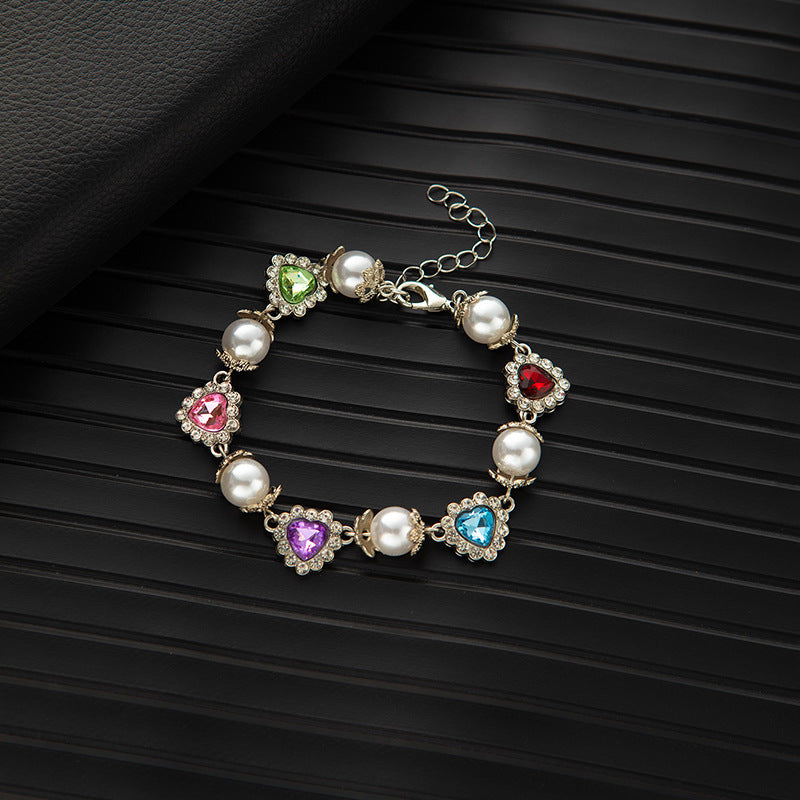 Rhinestone & Pearl Jewelry Set: Bracelet, Necklace, and Waist Chain