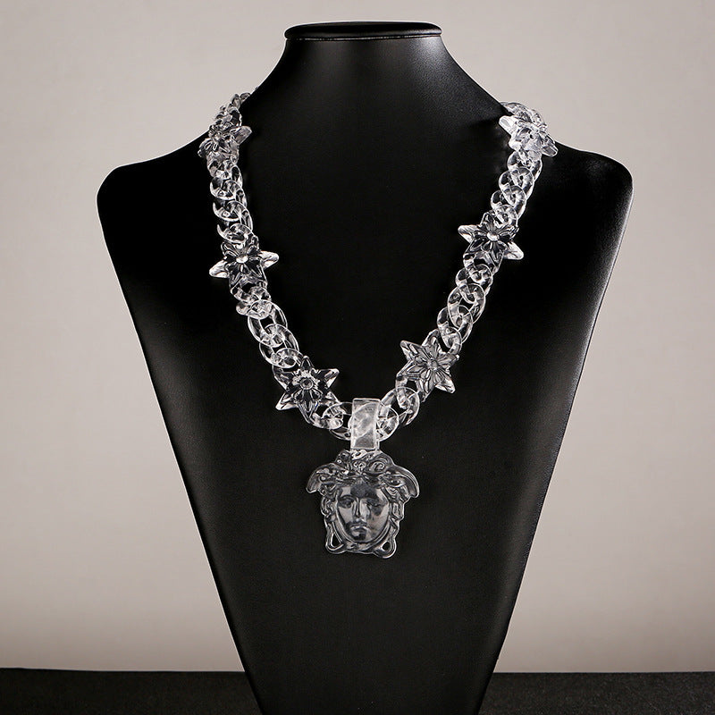 Chrome Hearts transparent resin acrylic cross necklace