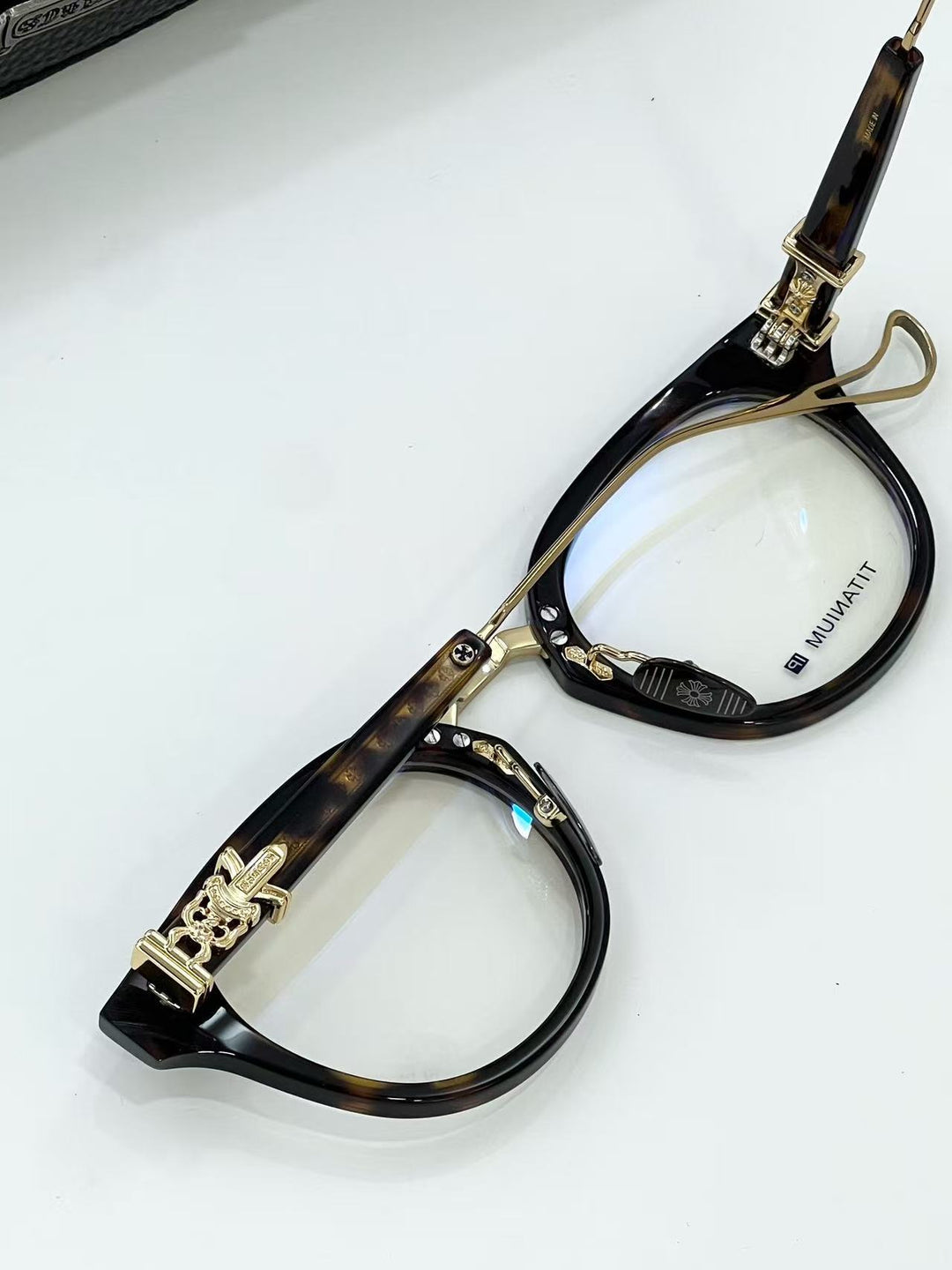 Chrome Hearts Big Sword Light Titanium Metal Oval Glasses