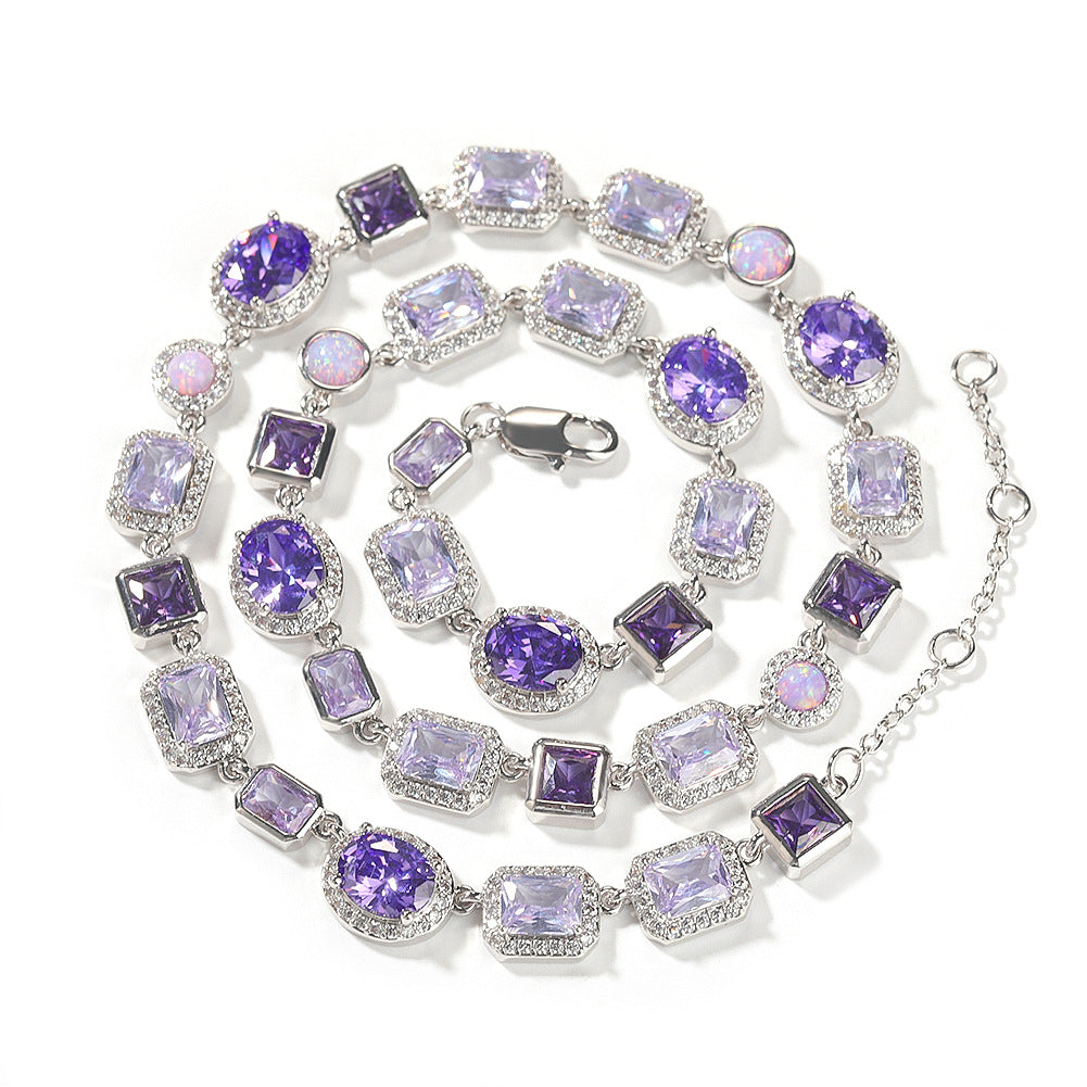 10mm Geometric Purple Gemstone Necklace