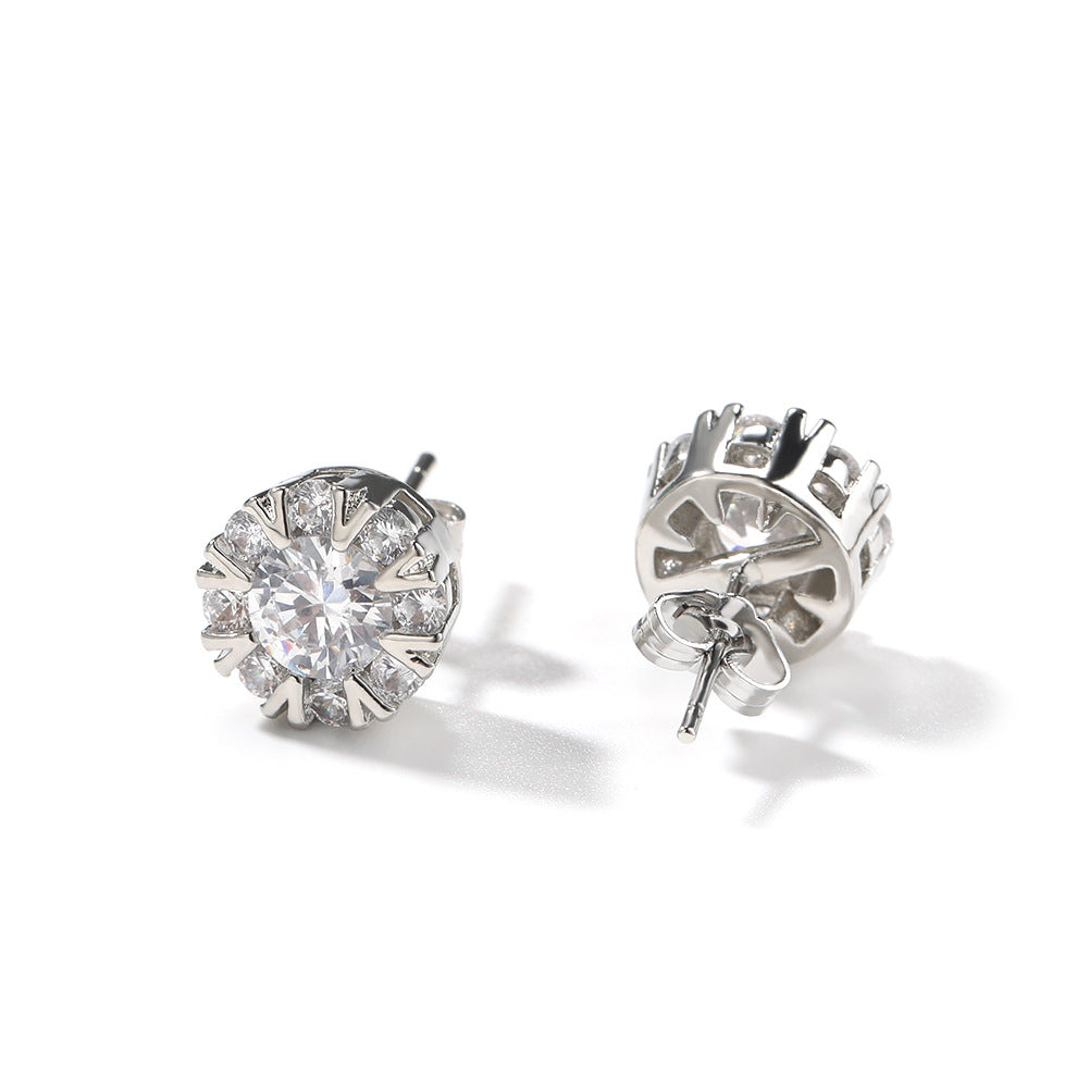 Square cross eight-star and eight-sword diamond Earrings